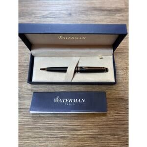 Waterman Expert Ballpoint Pen Black Gold Trim New in Box Branded Gift Executive